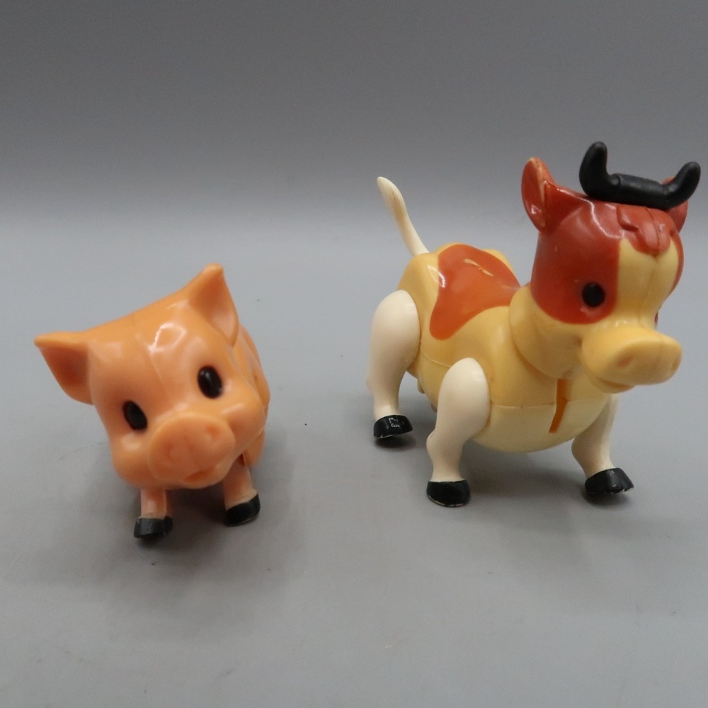 Vintage Playskool Lil' Playmates Farm Pig & Cow Figures‎ 1980s Little People